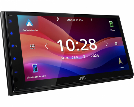 JVC KW-M593BT bilstereo med skärm för CarPlay och Android Auto.