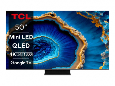 TCL 50 tum QD-Mini LED 4K TV med färgglad geodbild.