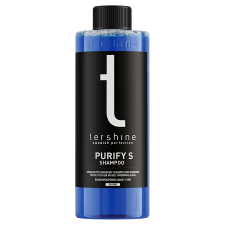 Tershine Purify S - Shampoo, keramiskt schampo, original 500 ml Blå flaska med Tershine Purify S Shampoo, 500 ml, keramiskt schampo.