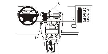 Illustration av instrumentbräda och monteringsanvisning för Skoda Fabia 00-07.