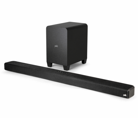 Ljudbar med trådlös subwoofer, designad för Dolby Atmos.