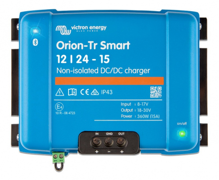 Victron Orion-Tr Smart DC-DC-laddare, 12V in 24V ut, oisolerad 15A i gruppen Billjud / Tillbehör / Batteriladdare hos BRL Electronics (421VOTR122415)