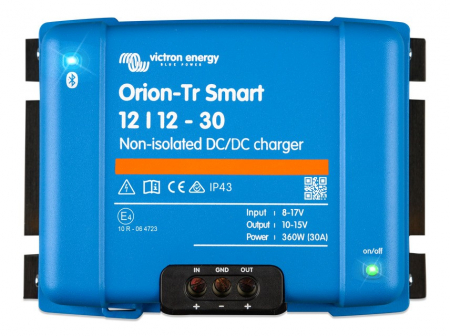 Victron Orion-Tr Smart DC-DC-laddare, 12V in 12V ut, oisolerad 30A i gruppen Billjud / Tillbehör / Batteriladdare hos BRL Electronics (421VOTRS121230)