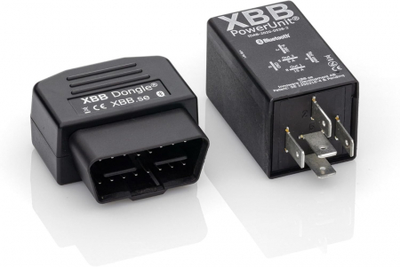 OBD-kit bestående av XBB Dongle och XBB PowerUnit för helljussignal.