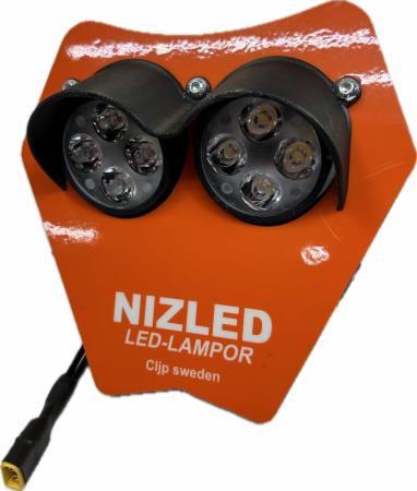 Dubbelljus 80w KTM 2-takt 2024-, orange dekal, varmvit, 2xE405k NIZLED i gruppen Billjud / LED-Belysning / Enduro / Vad passar min hoj / KTM / 2024- / 2-takt hos BRL Electronics (871KTM24E40F2T5K)