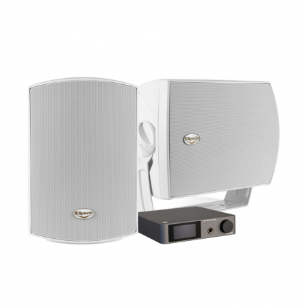 Dynavoice CA802BT & vita Klipsch AW-525 utomhushögtalare, stereopaket i gruppen Paketlösningar / Paket för hemmet / Stereopaket hos BRL Electronics (SETAW525PKT2)