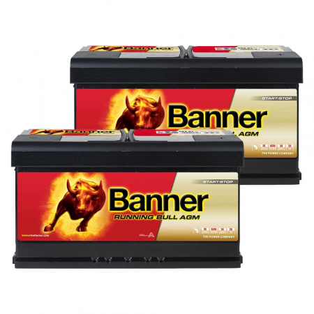 Batteripaket, 2 stycken Banner 95Ah AGM i gruppen Billjud / Tillbehör / Batterier hos BRL Electronics (SETBANNER95X2)