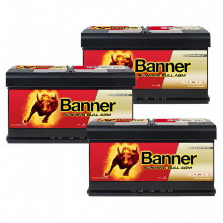 Batteripaket, 3 stycken Banner 95Ah AGM i gruppen Billjud / Tillbehör / Batterier hos BRL Electronics (SETBANNER95X3)