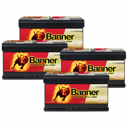 Batteripaket, 4 stycken Banner 95Ah AGM i gruppen Billjud / Tillbehör / Batterier hos BRL Electronics (SETBANNER95X4)