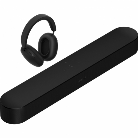 Sonos Beam (gen 2) svart soundbar med svart Sonos Ace, underhållningspaket i gruppen Hemmaljud / Hörlurar / Over-Ear hos BRL Electronics (SETBEAMG2PKT3)