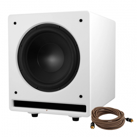 Dynavoice Challenger CSB-V12 aktiv subwoofer, vit + subwooferkabel i gruppen Hemmaljud / Högtalare / Subwoofers hos BRL Electronics (SETCSBV12PKT4)