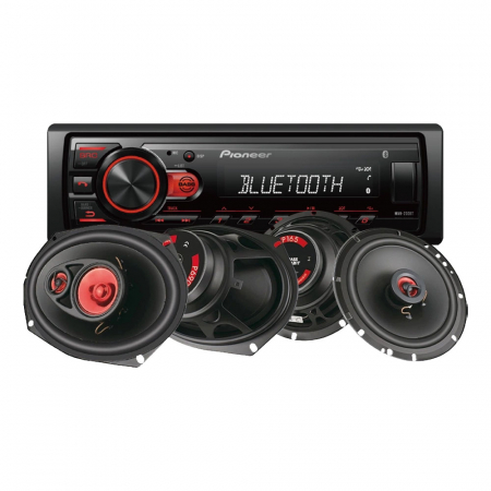 Pioneer MVH-230BT & Bass Habit PLAY-högtalare, bilstereopaket i gruppen Paketlösningar / Paket för bilen / Bilstereopaket hos BRL Electronics (SETMVH230BTBHPLAY)