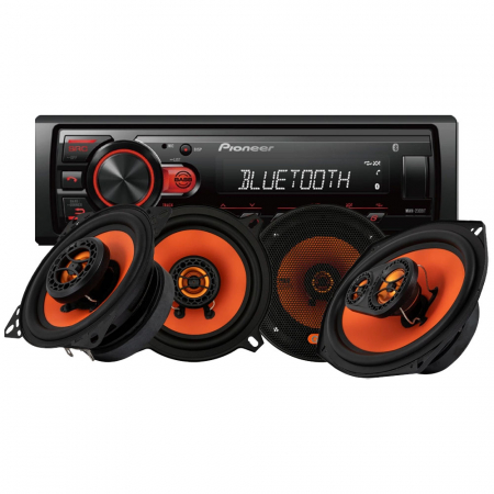 Pioneer MVH-230BT & GAS MAD X1-högtalare, bilstereopaket i gruppen Paketlösningar / Paket för bilen / Bilstereopaket hos BRL Electronics (SETMVH230BTX1)