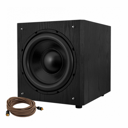 System One W120 aktiv subwoofer, svart + subwooferkabel i gruppen Hemmaljud / Högtalare / Subwoofers hos BRL Electronics (SETW120PKT1)