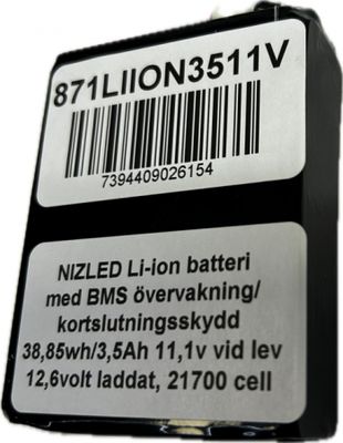 Li-ion batteri 12,6v (11,1) volt 3,5Ah med BMS, (batteri till E30 (E30F) lampan)