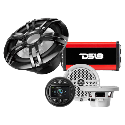 Marint paket med marinstereo, bas, slutsteg & högtalare