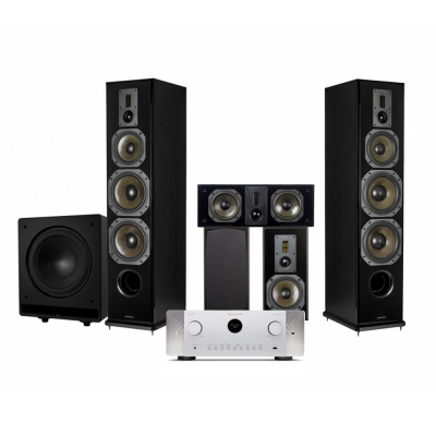 Dynavoice Definition 5.1 hemmabiopaket med Marantz Cinema 60 silver