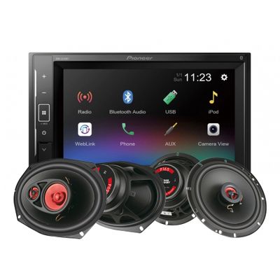 Pioneer DMH-A240BT & Bass Habit PLAY-högtalare