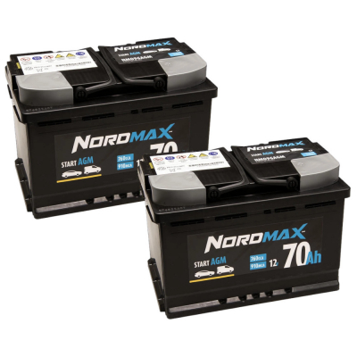 Batteripaket, 2 st Nordmax AGM-batteri, 70Ah / 12V