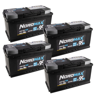 Batteripaket, 4 st Nordmax AGM-batteri, 95Ah / 12V