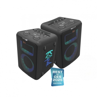 2-pack Klipsch Vegas, partyhögtalare med Bluetooth & mikrofon